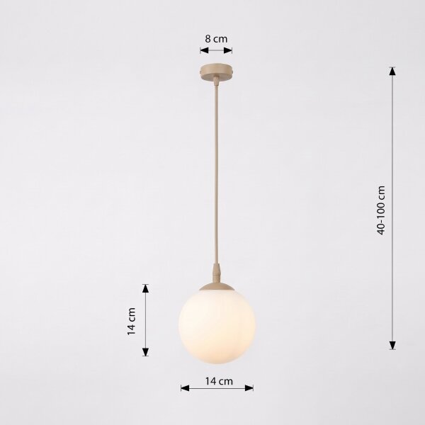 Lustr na lanku COSMO 1xE14/10W/230V pr. 14 cm béžová/bílá