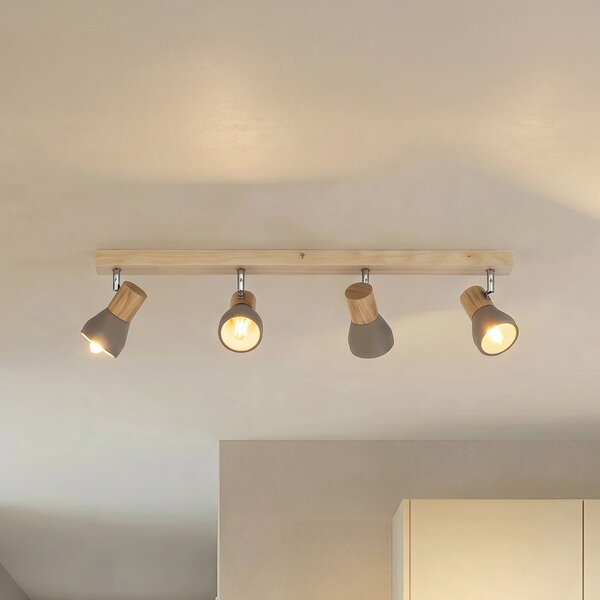 Stropní Lampa Lindby, Filiz, stmívatelné, Šedá, Ložnice, Beton, Skandinávský