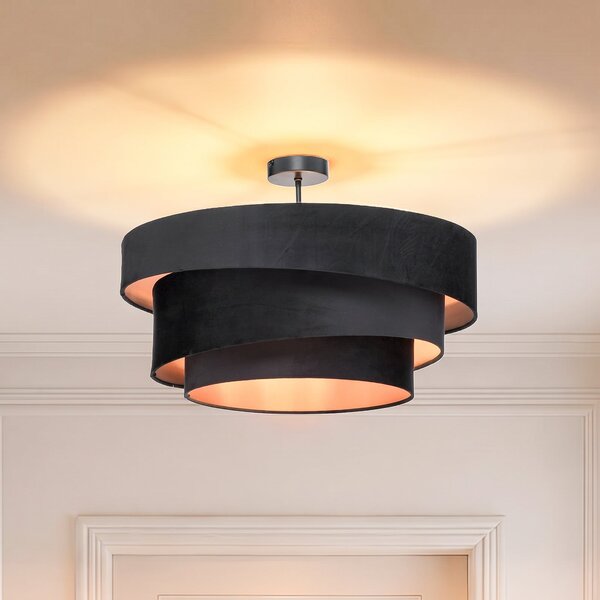 Stropní Lampa Lindby, Jusari, stmívatelné, Černá, Obývací pokoj, Tkanina / Textil, Moderní