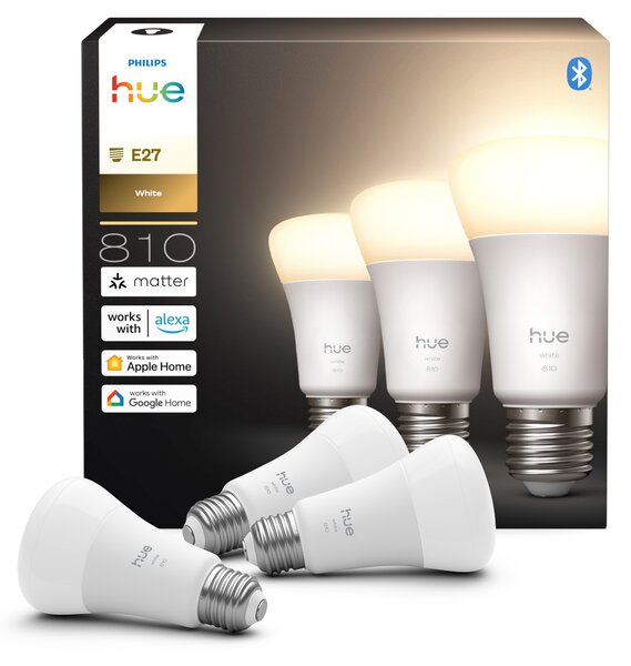 Hue W 810 smart žárovka A60 E27, 7W, 810lm, teplá bílá (3 ks)