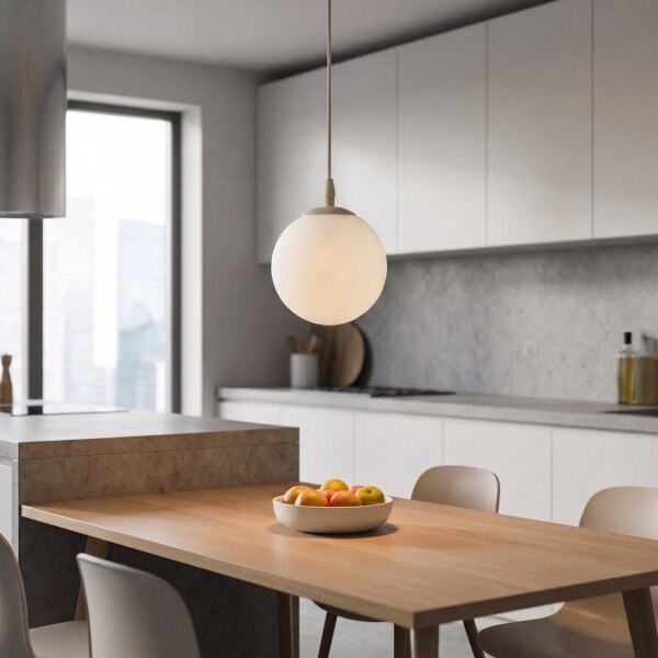 Lustr na lanku COSMO 1xE14/10W/230V pr. 14 cm béžová/bílá