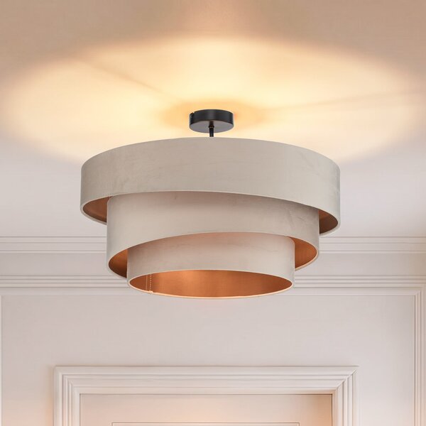 Stropní Lampa Lindby, Jusari, stmívatelné, Béžová, Obývací pokoj, Tkanina / Textil, Moderní