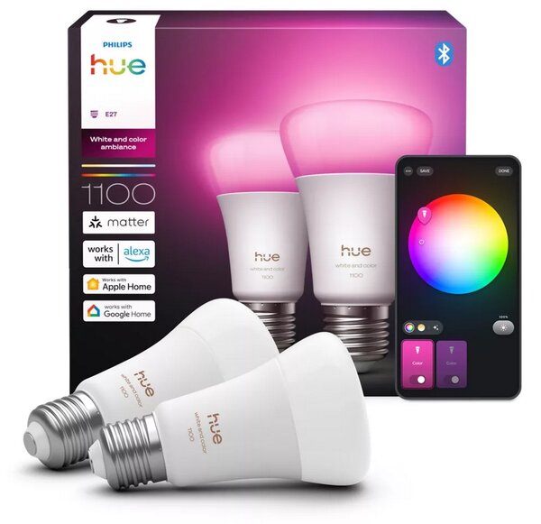 Hue WCA 810 smart žárovka A60 E27, 8,1W, 1100lm (2ks)