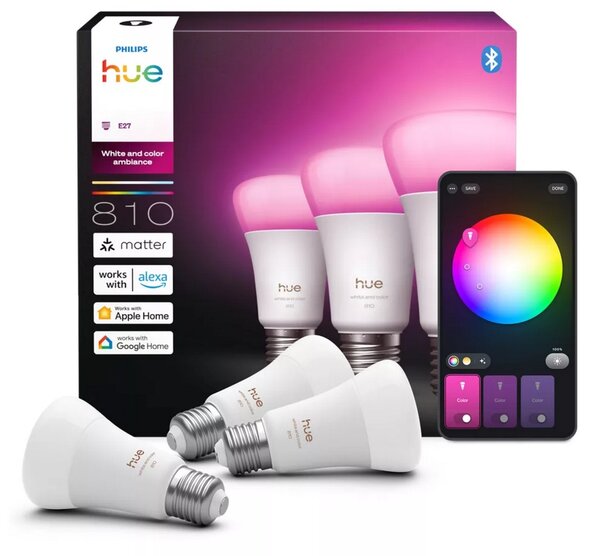 Hue WCA 810 smart žárovka A60 E27,6W, 810lm (3ks)
