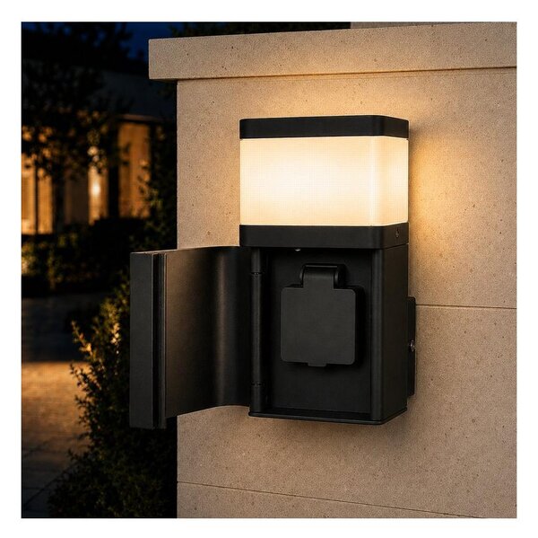 BRILAGI - Venkovní nást. lampa se zás. SCHUKO PILLAR 1xG9/11W/230V IP44 černá