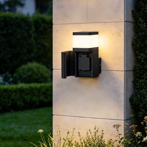 BRILAGI - Venkovní nást. lampa se zás. SCHUKO PILLAR 1xG9/11W/230V IP44 černá