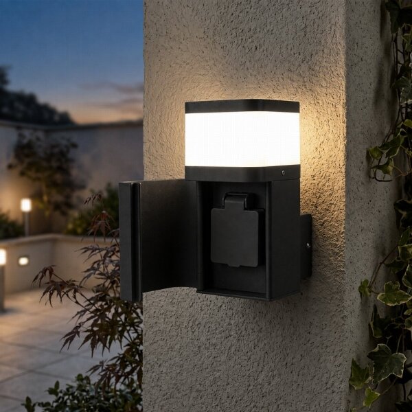 BRILAGI - Venkovní nást. lampa se zás. SCHUKO PILLAR 1xG9/11W/230V IP44 černá