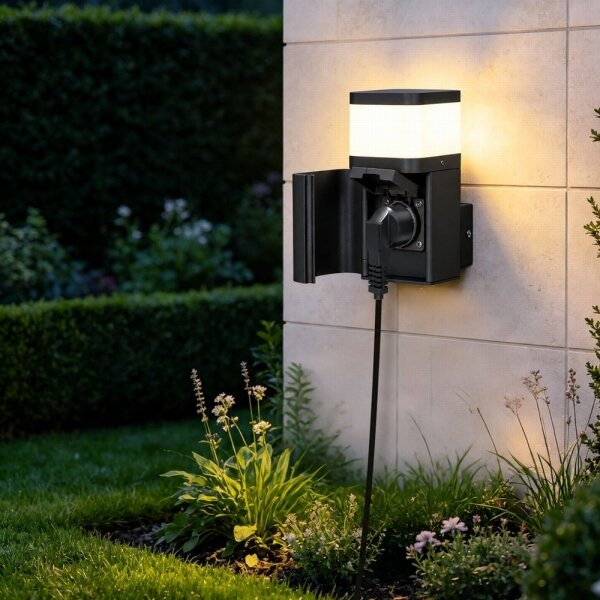 BRILAGI - Venkovní nást. lampa se zás. SCHUKO PILLAR 1xG9/11W/230V IP44 černá
