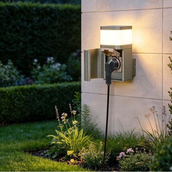 BRILAGI - Venkovní nást. lampa se zás. SCHUKO PILLAR 1xG9/11W/230V IP44 šedá