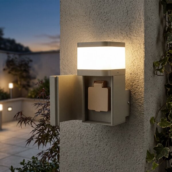 BRILAGI - Venkovní nást. lampa se zás. SCHUKO PILLAR 1xG9/11W/230V IP44 šedá