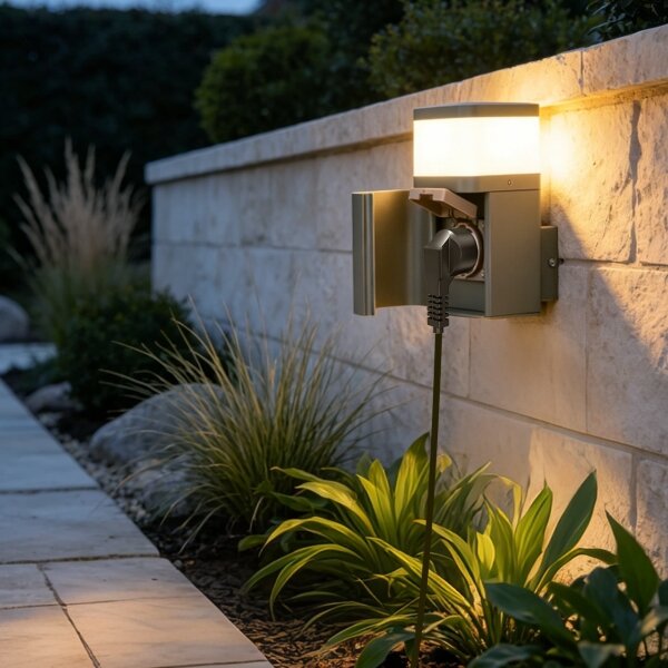 BRILAGI - Venkovní nást. lampa se zás. SCHUKO PILLAR 1xG9/11W/230V IP44 šedá