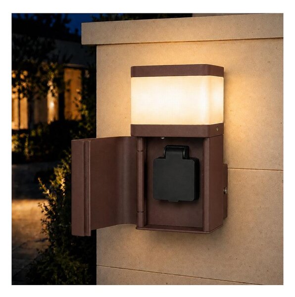 BRILAGI - Venkovní nást. lampa se zás. SCHUKO PILLAR 1xG9/11W/230V IP44 hnědá