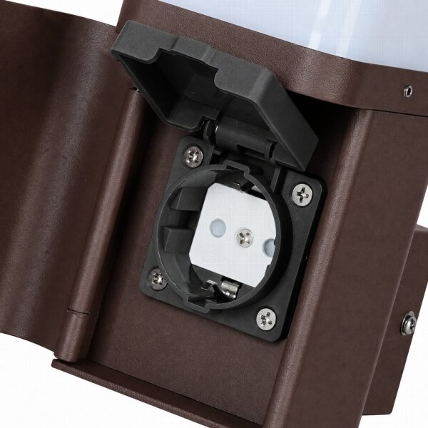 BRILAGI - Venkovní nást. lampa se zás. SCHUKO PILLAR 1xG9/11W/230V IP44 hnědá