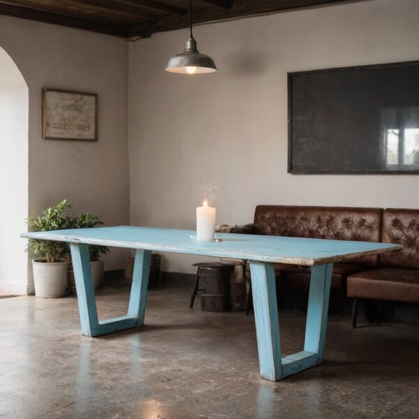 Stará Krása – Ruční výroba Barevné Jídelní stoly z masivu v provence stylu 76 X 140 X 70