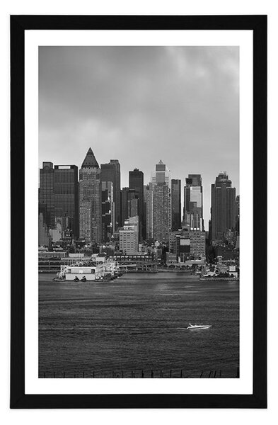 Plakát s paspartou jedinečný New York v černobílém provedení