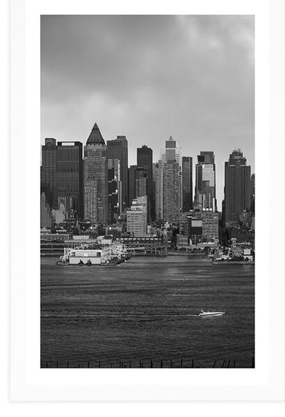 Plakát s paspartou jedinečný New York v černobílém provedení