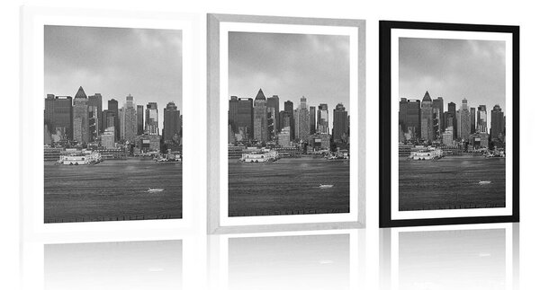 Plakát s paspartou jedinečný New York v černobílém provedení