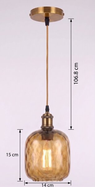 BRILAGI - LED Lustr na lanku RETRO GLASS 1xE27/60W/230V pr.14cm zlatá/kouř hnědá