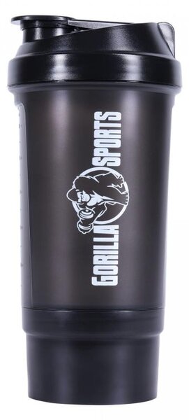 Gorilla Sports Shaker s přihrádkou, 500 ml černý