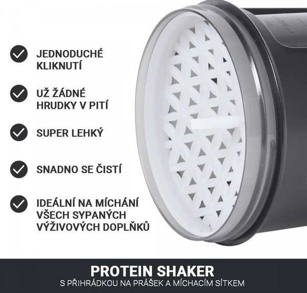 Gorilla Sports Shaker s přihrádkou, 500 ml, černý