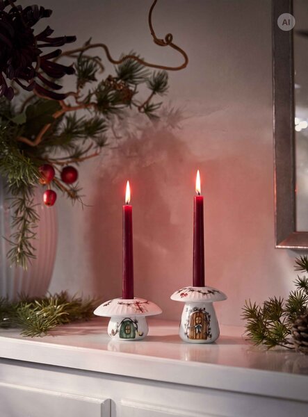 Kähler Design Porcelánový svícen Hammershøi Christmas Mushroom - 9 cm KD597
