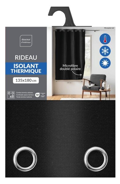 Černý termo/dimout závěs z mikrovlákna 135x180 cm Micropolar – douceur d'intérieur