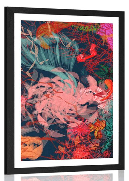 Plakát s paspartou abstraktní květiny