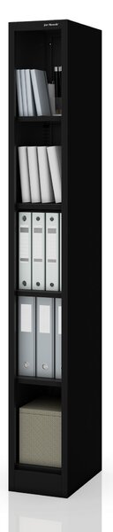 Úzký kovový regál, archivační na dokumenty černý: TIM 250 x 1850 x 400 mm