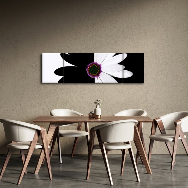 Obraz černobílého květu (170x50 cm)