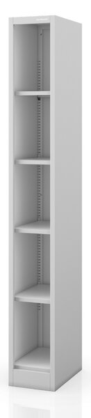 Úzký kovový regál, archivační na dokumenty šedý: TIM 250 x 1850 x 400 mm