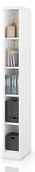 Úzký kovový regál, archivační na dokumenty bílý: TIM 250 x 1950 x 400 mm