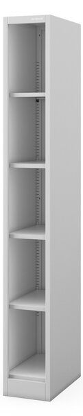 Úzký kovový regál, archivační na dokumenty šedý: TIM 250 x 1850 x 450 mm