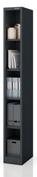 Úzký kovový regál, archivační na dokumenty antracitový: TIM 250 x 1950 x 400 mm