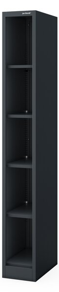 Úzký kovový regál, archivační na dokumenty antracitový: TIM 250 x 1850 x 450 mm