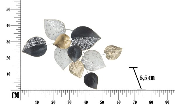 Mauro Ferretti Kovová nástěnná dekorace Half Leaf 40 cm vícebarevná/zlatá