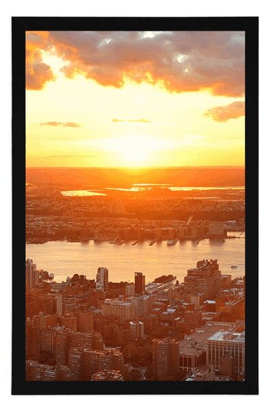 Plakát západ slunce nad městem New York