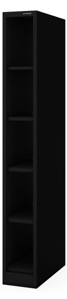 Úzký kovový regál, archivační na dokumenty černý: TIM 250 x 1850 x 600 mm