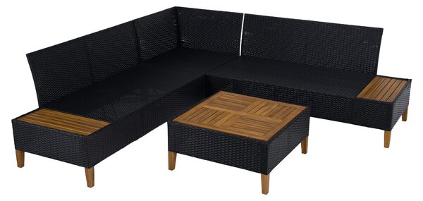 Zahradní ratanový set Malcolm (černá + šedá + přírodní)