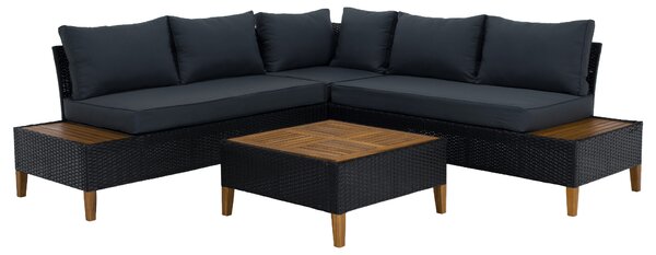 Zahradní ratanový set Malcolm (černá + šedá + přírodní)
