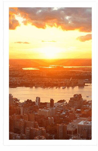 Plakát západ slunce nad městem New York