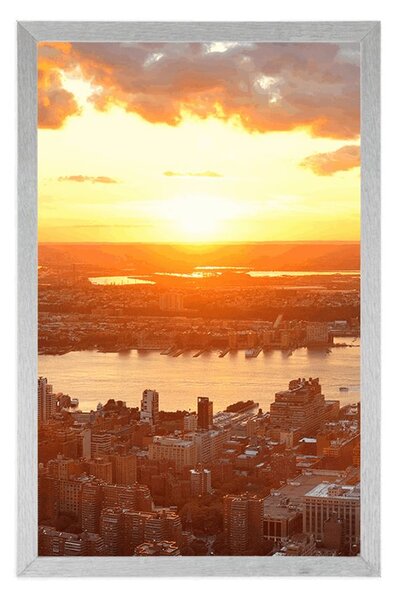 Plakát západ slunce nad městem New York