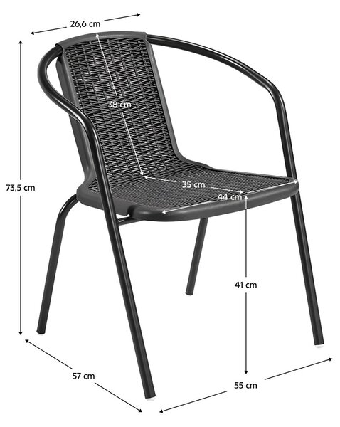 Zahradní židle Fendy (černá)ocel + plast)