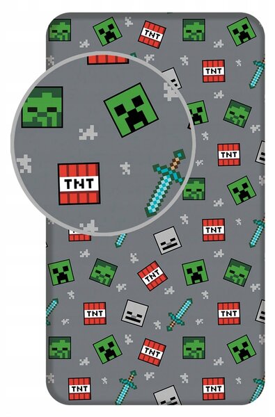 Prostěradlo s gumičkou Jerry Fabrics 90x200 cm 100% bavlna Minecraft