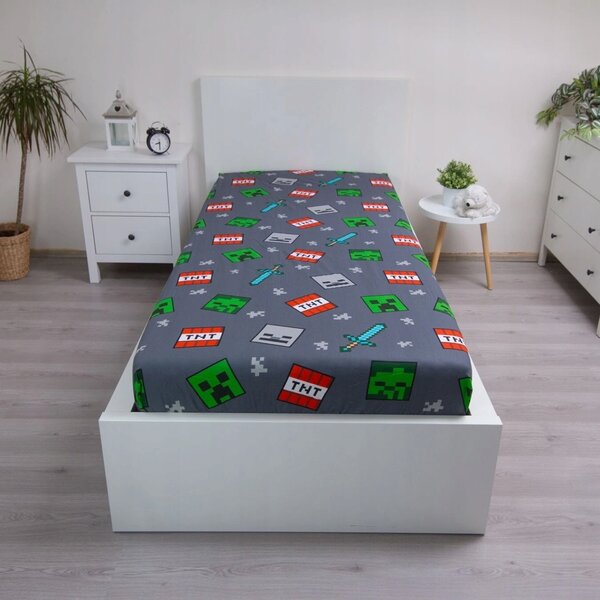 Prostěradlo s gumičkou Jerry Fabrics 90x200 cm 100% bavlna Minecraft