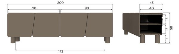 Hnědý TV stolek z borovicového dřeva 200x58x45 cm Root – WOOOD