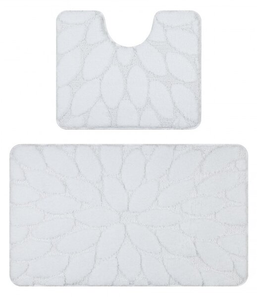 Sada koupelnových koberečků SUPREME STONES kamínky, bílá