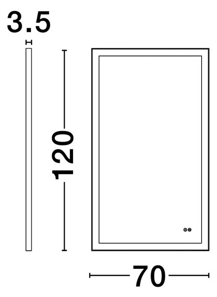 Černé závěsné zrcadlo s LED osvětlením Nova Luce Deca 120 x 70 cm