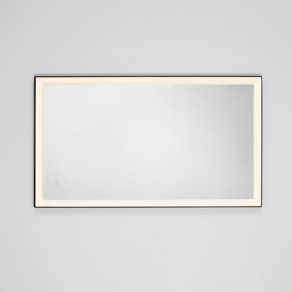 Černé závěsné zrcadlo s LED osvětlením Nova Luce Deca 120 x 70 cm