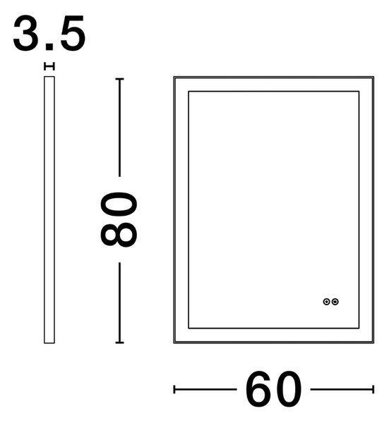 Černé závěsné zrcadlo s LED osvětlením Nova Luce Deca 80 x 60 cm