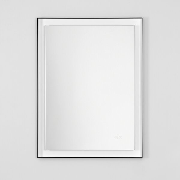 Černé závěsné zrcadlo s LED osvětlením Nova Luce Deca 80 x 60 cm